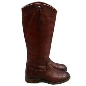 Frye Melissa Button 2 Tall Cognac brown Leather riding boots - women's 5.5B